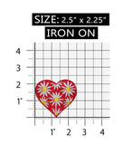 ID 3243 Heart With Daisy Flowers Patch Valentines Embroidered Iron On Applique