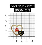 ID 3252AB Set of 2 Gold Hearts Patch Valentines Day Embroidered Iron On Applique