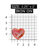 ID 3268A Sequin Heart Patch Valentines Day Love Embroidered Iron On Applique
