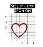 ID 3281A Red Heart Outline Love Shape Design Embroidered Iron On Badge Applique Patch