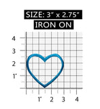 ID 3281B Blue Heart Outline Patch Love Shape Emblem Embroidered Iron On Applique