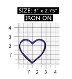 ID 3281C Purple Heart Outline Patch Love Shape Sign Embroidered Iron On Applique