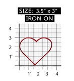 ID 3282A Red Heart Outline Patch Love Shape Design Embroidered Iron On Applique