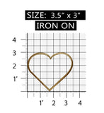 ID 3282B Gold Heart Outline Patch Love Shape Symbol Embroidered Iron On Applique