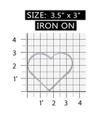 ID 3282C White Heart Outline Patch Love Shape Symbol Embroidered IronOn Applique