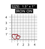 ID 3287B Double Heart Outline Patch Valentines Love Embroidered Iron On Applique