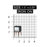 ID 3416 Old Television Set Patch Wooden Leg Stand Embroidered Iron On Applique