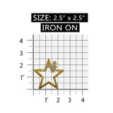 ID 3512AB Set of 2 Gold Star Outline Patch Cluster Embroidered Iron On Applique