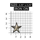 ID 3521 Silver Star Black Boarder Patch Shiny Craft Embroidered Iron On Applique