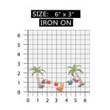 ID 5008 Palm Tree Clothes Line Patch Beach Vacation Embroidered Iron On Applique