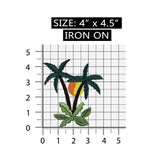 ID 5017 Tropical Palm Tree Scene with Sun Embroidered Iron On Applique Patch