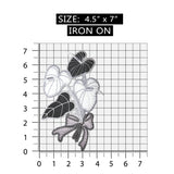 ID 5022 Black and White Flower Bouquet Large Patch Embroidered Iron On Applique
