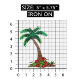 ID 5029 Tropical Palm Tree Large Patch Beach Scene Embroidered Iron On Applique