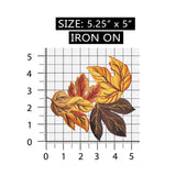ID 5033 Fall Leaves Cluster Large Patch Autumn Leaf Embroidered Iron On Applique