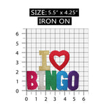 ID 5054 I Love Bingo Large Patch Gamble Sign Logo Embroidered Iron On Applique
