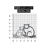 ID 5056 Mom and Baby Kitten Outline Large Patch Cat Embroidered Iron On Applique