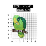 ID 5062 Green Parrot Large Patch Exotic Pet Bird Embroidered Iron On Applique