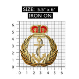ID 5077 Royal Navy Crest Large Patch Chief Petty Embroidered Iron On Applique