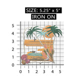 ID 5080 Tropical Beach Portrait Large Patch Ocean Embroidered Iron On Applique