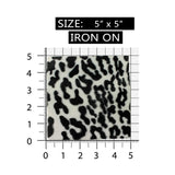 ID 5120 Fuzzy Snow Leopard Print Patch Square Craft Embroidered Iron On Applique