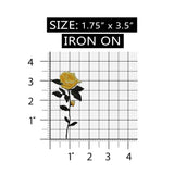 ID 6001 Yellow Rose Stem Patch Blossom Bloom Love Embroidered Iron On Applique
