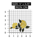 ID 6005 Pair of Yellow Roses On Bush Iron On Badge Applique Patch