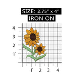 ID 6040 Pair of Sunflower Patch Shiny Flower Garden Embroidered Iron On Applique