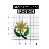 ID 6056 Yellow Flower On Stem Patch Garden Plant Embroidered Iron On Applique