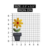 ID 6082 Potted Yellow Daisy Patch Flower Plant Craft Embroidered IronOn Applique