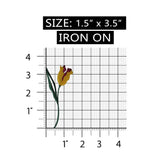 ID 6148 Yellow Tulip On Stem Patch Garden Blossom Embroidered Iron On Applique