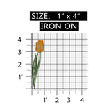 ID 6149 Yellow Tulip Flower Patch Garden Stem Bloom Embroidered Iron On Applique