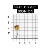 ID 6151 Yellow Tulip Flower Patch Stem Plant Garden Embroidered Iron On Applique