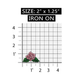 ID 6154 Pink Rose Flower Patch Leaves Garden Love Embroidered Iron On Applique