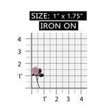 ID 6165 Pink Rose Flower Patch Stem Garden Love Embroidered Iron On Applique