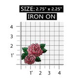 ID 6178 Pink Rose Duo Flower Garden Love Iron On Embroidered Patch Applique