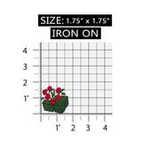 ID 6186 Red Rose Bush Patch Nursery Pot Flower Love Embroidered Iron On Applique
