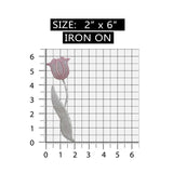ID 6194 Pink Tulip Flower Patch Shiny Bloom Garden Embroidered Iron On Applique
