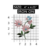 ID 6207 Pink Flower Bush Patch Daisy Blossom Bundle Embroidered Iron On Applique