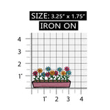 ID 6213 Multi Colored Flowers In Box Patch Garden Embroidered Iron On Applique