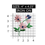 ID 6214 Pink Flower Bush Patch Garden Bouquet Daisy Embroidered Iron On Applique