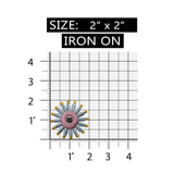 ID 6287 Flower Blossom Head Patch Abstract Symbol Embroidered Iron On Applique