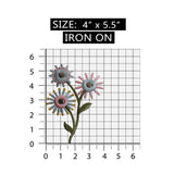 ID 6289 Abstract Flowers Patch Reflective Garden Embroidered Iron On Applique