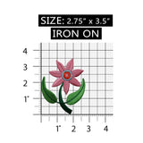 ID 6307 Pink Flower Symbol Patch Plant Garden Grow Embroidered Iron On Applique