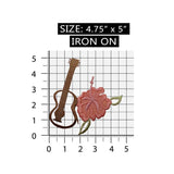 ID 6325 Ukulele and Hibiscus Patch Flower Hawaii Embroidered Iron On Applique