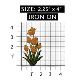 ID 6366 Yellow Tulips Flower Garden Iron On Embroidered Patch Applique