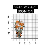 ID 6386 Orange Daisy Bouquet Patch Gift Bow Blossom Embroidered Iron On Applique