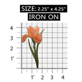 ID 6402 Pink Orange Lily Flower Iron On Embroidered Patch Applique