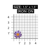 ID 6423 Soft Purple Flower Head Patch Fuzzy Garden Embroidered Iron On Applique