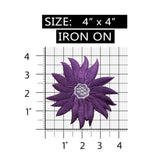 ID 6429 Deep Purple Flower Blossom Iron On Embroidered Patch Applique