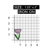 ID 6451 Purple Plaid Flower Patch Tulip Plant Bloom Embroidered Iron On Applique